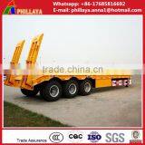 Heavy Duty Tri-axle 60 Ton Low Flatbed Semi Trailer/ Low Bed Truck Trailer for Excavator Transportation thumbnail-1