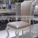 Empire Style Edge Dedicated Carved Armless Dining Chair With Silver Foil, Neoclassical Leather Chair thumbnail-1