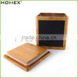 Kitchen Bamboo Tea Coffee Sugar Canister Sets With Blackboard/Homex_Factory thumbnail-1