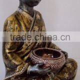 Antique Resin Golden Monk Statue thumbnail-1