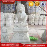 Chinese White Marble Foo Dog Statues thumbnail-5