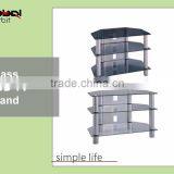 Corner Storage Shelf TV Table Stainless Steel Glass TV Stand Furniture thumbnail-6