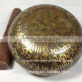 High Quality Buddhist 8 Good Luck Symbols Crafted Handmade Tibetan Singing Bowl thumbnail-2