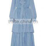 Latest Ruffled Tiered Tencel-chambray Long Sleeve Maxi Dress Names Of Ladies Drsses Designs Photos 2016 HSD5675 thumbnail-6