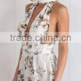 New in Style Wrap Choker Neck Woman Playsuit Floral Print Sexy Summer Romper thumbnail-3