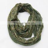 Natural Solid Color Voile Gold Stamp Wrinkle Infinity Scarf thumbnail-1