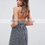 Floral Embroidery Sleeveless Summer Dress Halter Ruffles Backless Dress Apparel thumbnail-2