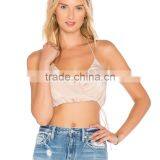 Drawstring Wrap Over Satin Camisole for Women Latest Halter Neck Crop Top thumbnail-4