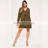 Olive Green Long Sleeve Short Dresses 7xl Plus Size Fat Lady Clothing thumbnail-6