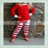 2017 New Style Winter Pajamas Red Top Match Stripe Classic Pant Design Children Pajamas thumbnail-1