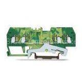 600V 10A 4 Conductor Through Spring Terminal Block Green Yellow