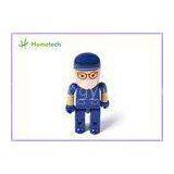 Plastic Robot Cartoon Character USB Storage Device / Blue Memory Stick