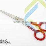 Made in Pakistan Regular Barber Scissors With Rubber Coating on Rings Red Color