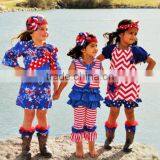 Cotton Girls Summer 4th of July Persnickety Remake Cheap Wholesale Baby Girls Party and Christmas Wear Dress