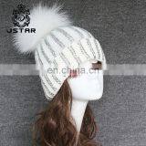2017 New Style Fur Ball Knit Patterns Hat With POMPOM Autumn/winter Warm Colorul Fashionable Lady Hat thumbnail-4