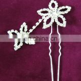 Leaf flower hair piece jewelry wholesale rhinestone u shape hair pin