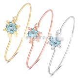 Fashion Birthday Gift Simple Handmade Blue Crystal Gold Snowflake Bangles Models Design