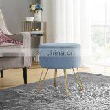 Reatai Customized Round Metal Leg Storage Ottoman Stool Modern Style Velvet Ottoman Stool thumbnail-2