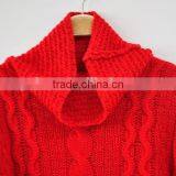 Winter Turtleneck Cashmere Blended Sweater Tassel Red Sweater Hot Selling thumbnail-3