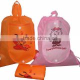 Custom printing non woven recyclable folding drawstring bag wholesale