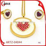 Stainless Steel Girlfriend Heart Pendant Necklace Earring Red Heart Jewelry thumbnail-2