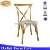 Popular Metal Iron PU Leather Seat Straw Cross Back Chair Stacking in Dining Chairs thumbnail-5