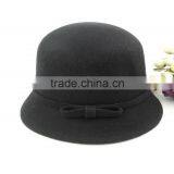 British Style Bowknot Ribbon Dome Wool Felt Elegant Charm Women Church Hat thumbnail-3