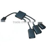 Black OTG Micro USB HUB for Smartphone and Table