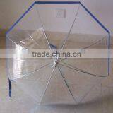 23inches*8ribs j Handle Blue Slim Trim Custom Bubble Plastic Umbrella