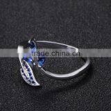 Synthetic Blue Gemstone High Quality cz Engagement Rings White Copper Jewelry thumbnail-2