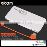 li-polymer battery portable power bank 4000mAh built-in cable power bank for smart phone