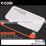 Li-polymer Battery Portable Power Bank 4000mAh Built-in Cable Power Bank for Smart Phone