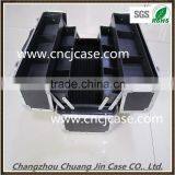 Black Useful Carrying Locking Aluminum Cosmetic Case With Trays thumbnail-3