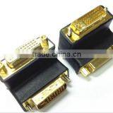 90 Degree DVI 24+5 Male to DVI24+5 Female Adapter