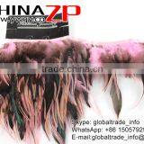 ZPDECOR Plumage Manufacturer Wholesale Cheap Cock Fringe Directly Dyed Light Pink Rooster Saddle Feathers Trims thumbnail-3