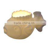 Fish Porcelain Votive Candle Holder, White thumbnail-1