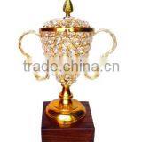 New arrival Crystal award cup trophy in gold finish & wooden base