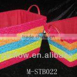 High Quality Colored Straw Basket With Handle (factory Supplier) thumbnail-1