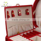 Red Faux Leather Alligator Jewelry Box Organizer Necklace Ring Display Case thumbnail-5