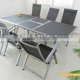folding chair aluminum frame/modern extendable dining table for 8/outdoor folding chair 8 seating dining set in stock