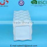 Tall Geometry Square Ceramic Vase White Glazed With Wash thumbnail-6