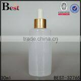 China Cosmetic Perfume Essential Oil White Glass Bottle Droppers 30 ml Gold Aluminum Dropper Bottle Glass Wholesale thumbnail-1
