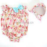 Children Toddler Summer Floral Fancy Baby Rompers With Headbands thumbnail-2
