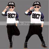 Custom Wholesale Handsome 95% Cotton 5% Polyester Kids Winter and Printing Boys Dance Costume Hoodies and Harem Pants Sets thumbnail-6
