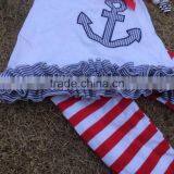 2015 New Hot Sell Anchor Red White Girl Outfits With Matching Necklace and Bow Wholesale Set thumbnail-6