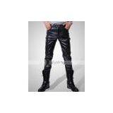 Solid Pockets Skinny PU Leather Low-Rise Men's Pants thumbnail-1