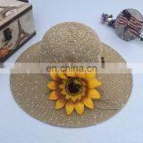 Large Eaves Seaside Holiday Beach Straw Hat Flower Sun Hat thumbnail-6