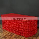 Most New Design Black Satin Rosette Wedding Table Skirt thumbnail-3