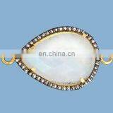 Rainbow Moonstone CZ Set Gemstone Connector thumbnail-1