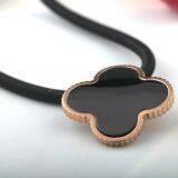 Women Jewelry Stainless Steel Four Leaf Clover Pendant Flower Necklace thumbnail-1